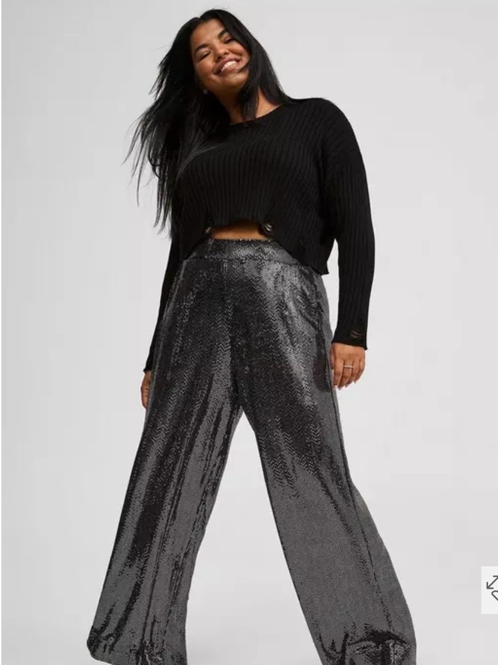 Torrid High Waisted Wide Leg Sequin Pants